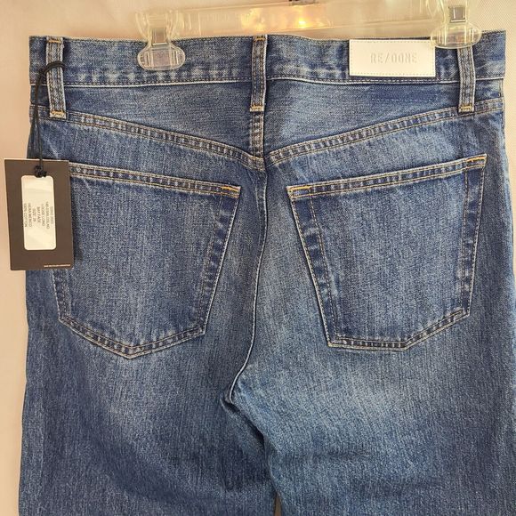 NWT RE/DONE Loose Long Bay Fade Blue Jeans Women's (26) Slouched Baggy Hem-$295 - Picture 8 of 13
